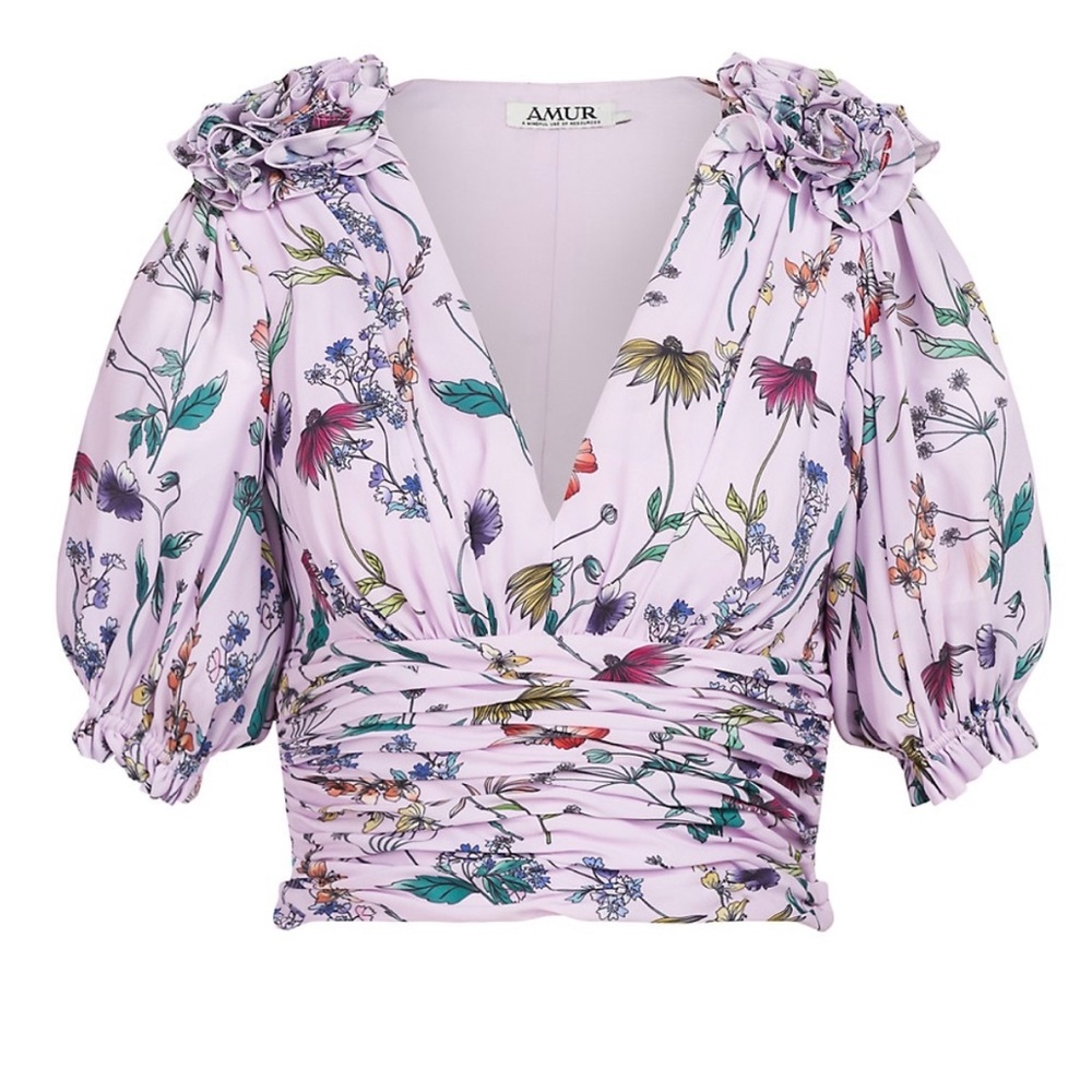amur odette floral v-neck ruffle top